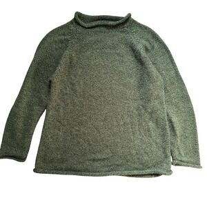 American South Side Alpaca Mock Neck Sweater Green Speckled Made in Peru
